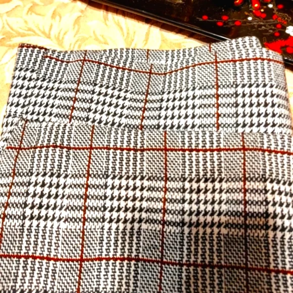 🌹 Preppy Classic Houndstooth Plaid Straight Leg Pull On Slacks Pants - M - Picture 4 of 9